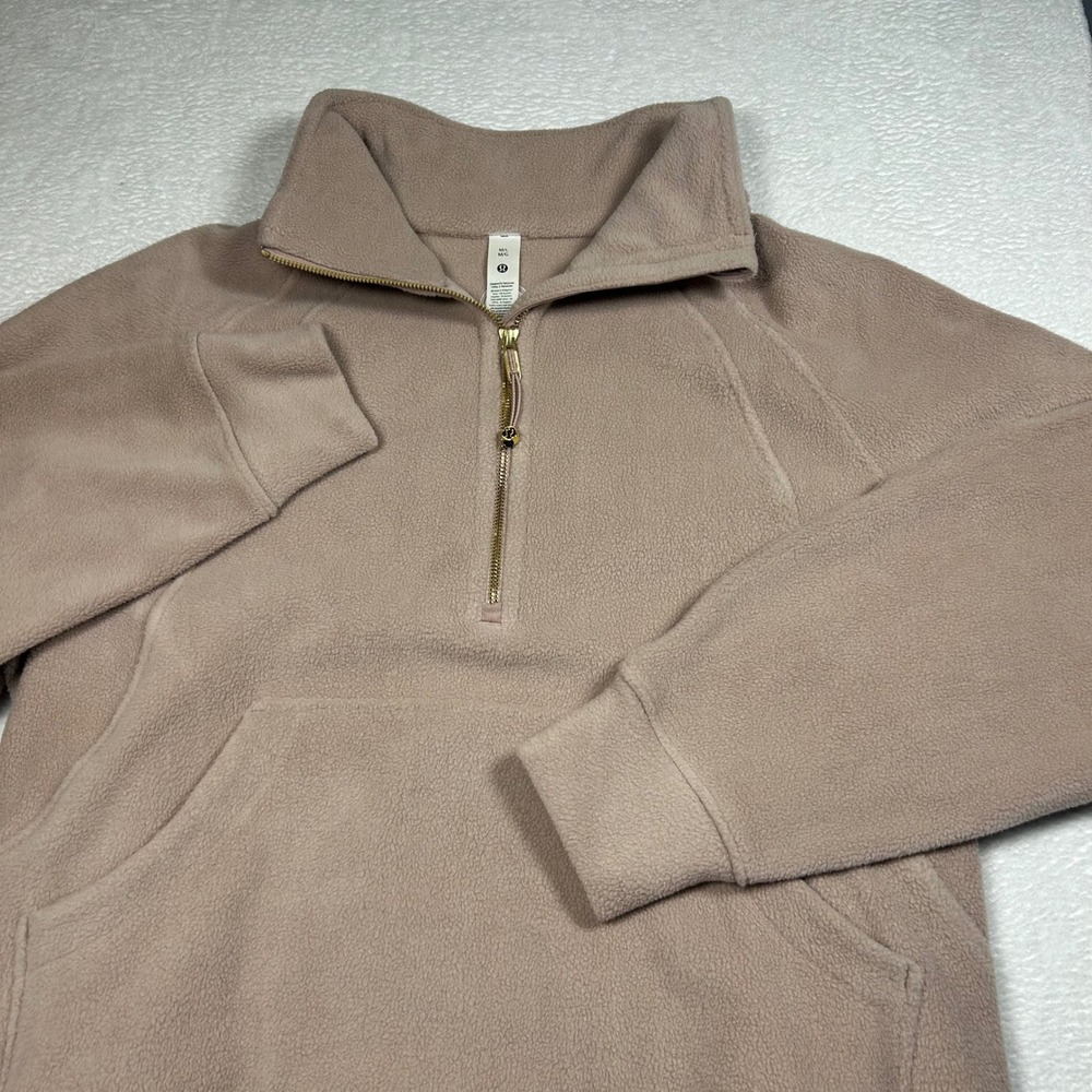 Lululemon Scuba Oversized Half-Zip Fleece Pullover Women M/L Pink Gold Zipper